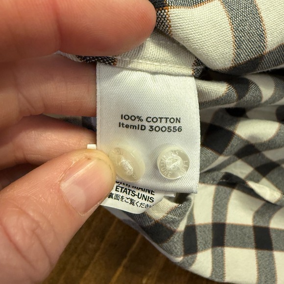 LL Bean Shirt Mens Large Beige Gray Plaid Signature Washed Oxford Slim Button - Picture 5 of 7